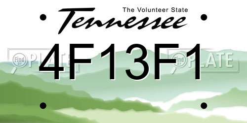 4F13F1 Tennessee License Plate