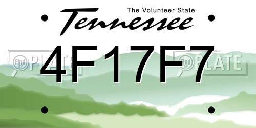 4F17F7 Tennessee License Plate