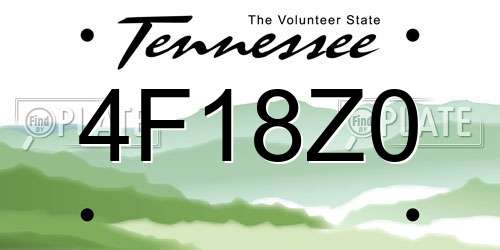 4F18Z0 Tennessee License Plate