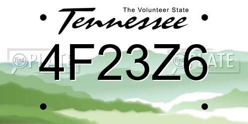 4F23Z6 Tennessee License Plate