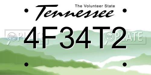 4F34T2 Tennessee License Plate