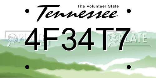 4F34T7 Tennessee License Plate