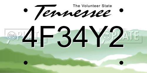 4F34Y2 Tennessee License Plate