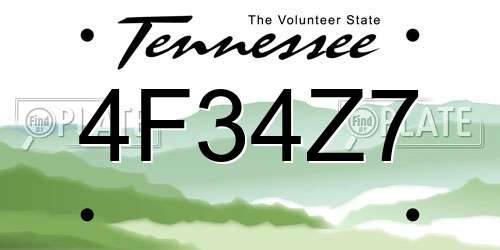 4F34Z7 Tennessee License Plate