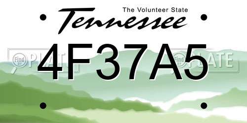 4F37A5 Tennessee License Plate