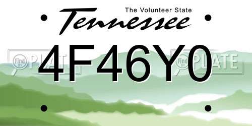 4F46Y0 Tennessee License Plate