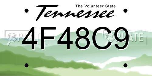 4F48C9 Tennessee License Plate