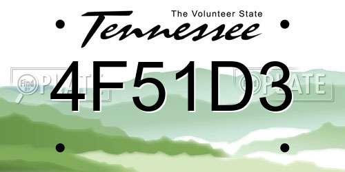 4F51D3 Tennessee License Plate