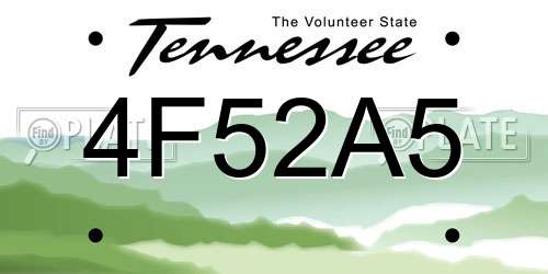 4F52A5 Tennessee License Plate