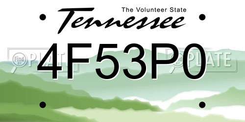 4F53P0 Tennessee License Plate