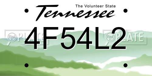 4F54L2 Tennessee License Plate