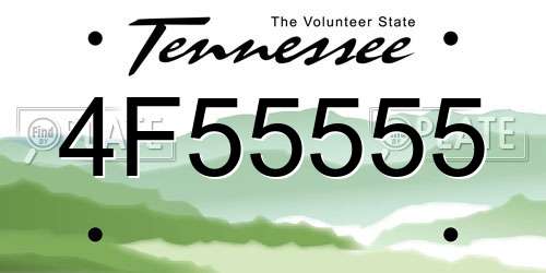 4F55555 Tennessee License Plate