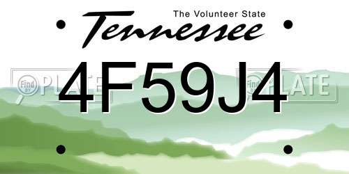 4F59J4 Tennessee License Plate