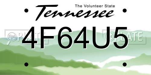 4F64U5 Tennessee License Plate