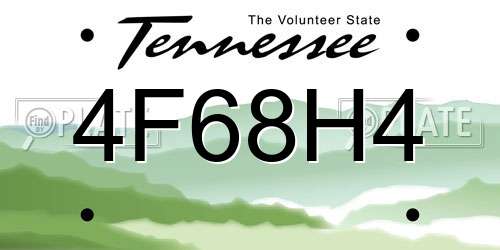4F68H4 Tennessee License Plate