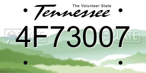 4F73007 Tennessee License Plate