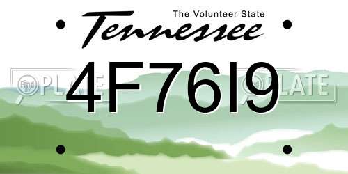 4F76I9 Tennessee License Plate