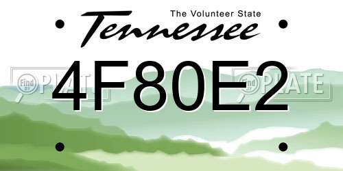 4F80E2 Tennessee License Plate