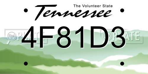 4F81D3 Tennessee License Plate
