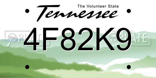4F82K9 Tennessee License Plate