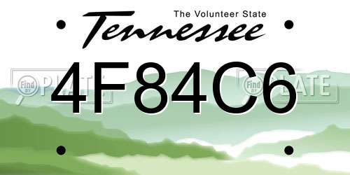 4F84C6 Tennessee License Plate