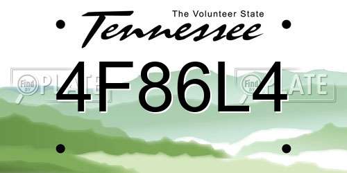 4F86L4 Tennessee License Plate