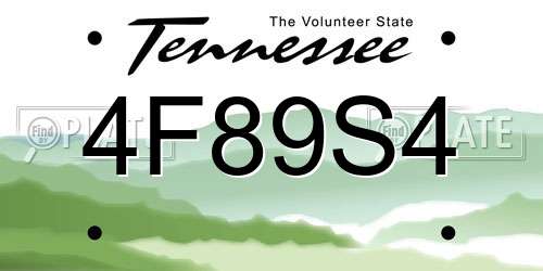 4F89S4 Tennessee License Plate