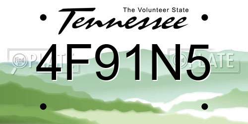 4F91N5 Tennessee License Plate