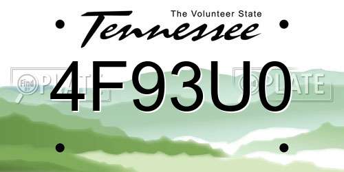 4F93U0 Tennessee License Plate