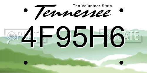 4F95H6 Tennessee License Plate