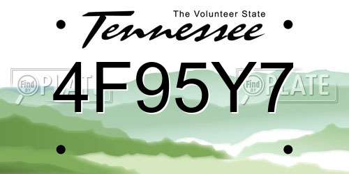 4F95Y7 Tennessee License Plate