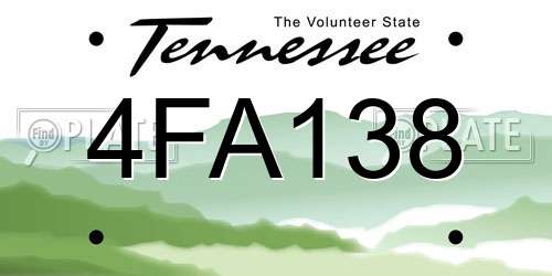 4FA138 Tennessee License Plate