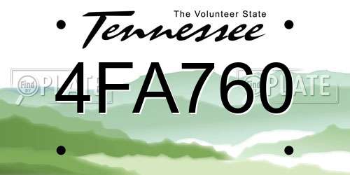 4FA760 Tennessee License Plate