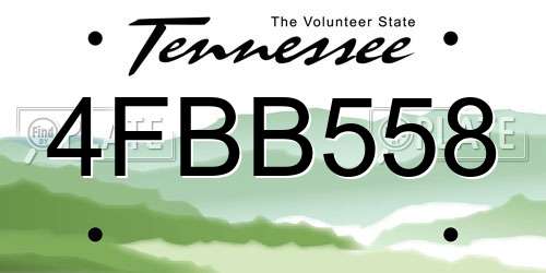 4FBB558 Tennessee License Plate