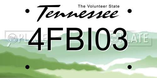 4FBI03 Tennessee License Plate