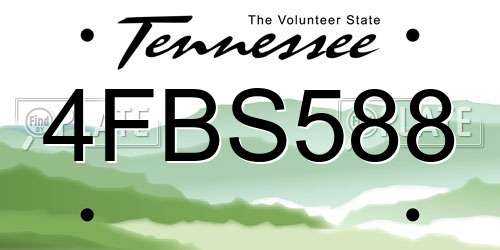 4FBS588 Tennessee License Plate