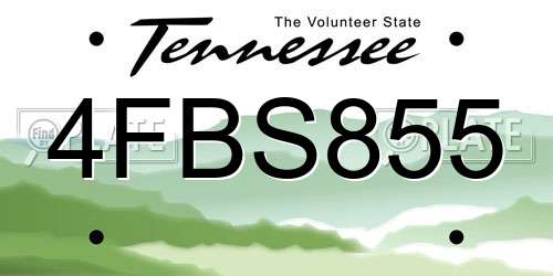 4FBS855 Tennessee License Plate