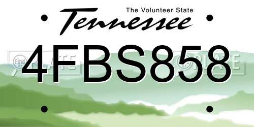 4FBS858 Tennessee License Plate