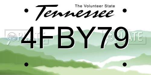 4FBY79 Tennessee License Plate