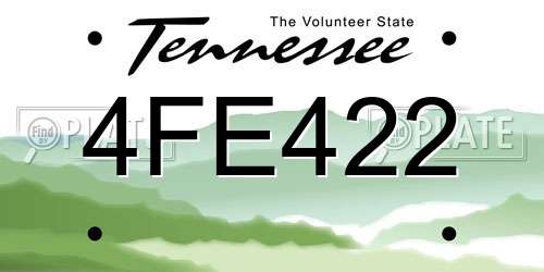 4FE422 Tennessee License Plate