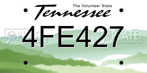 4FE427 Tennessee License Plate