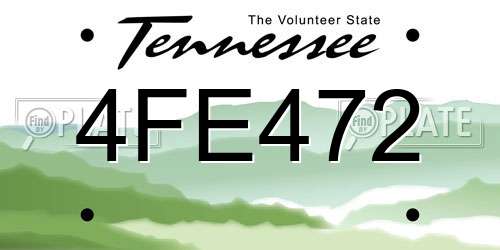4FE472 Tennessee License Plate