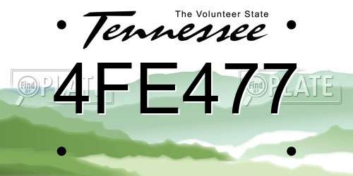 4FE477 Tennessee License Plate