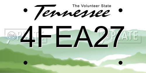 4FEA27 Tennessee License Plate