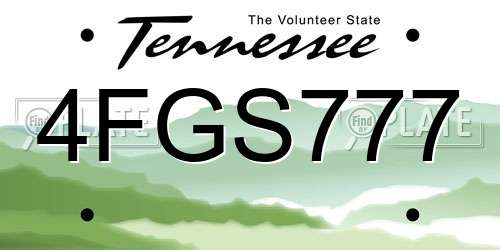 4FGS777 Tennessee License Plate