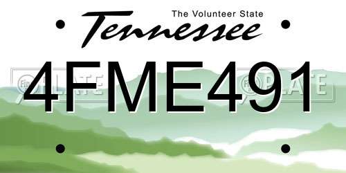 4FME491 Tennessee License Plate