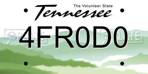 4FR0D0 Tennessee License Plate