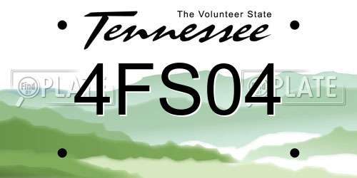 4FS04 Tennessee License Plate