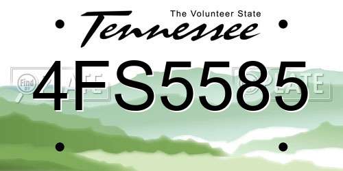4FS5585 Tennessee License Plate