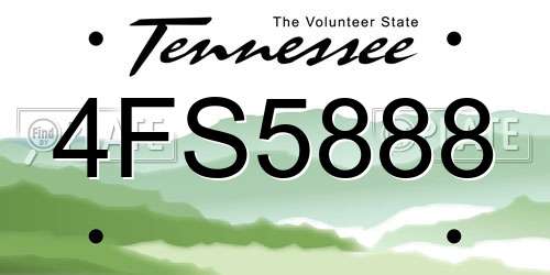 4FS5888 Tennessee License Plate